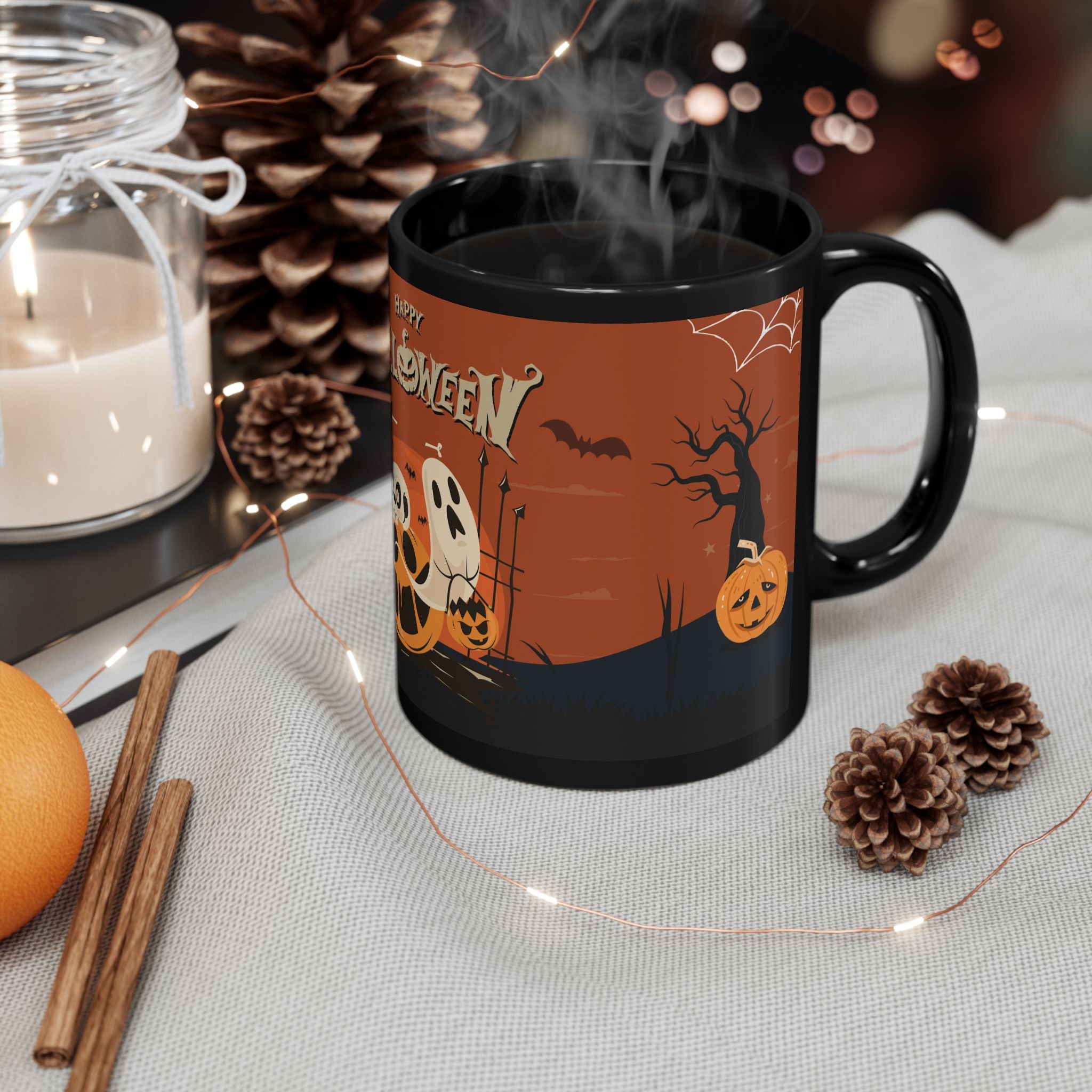 Happy Halloween with Pumpkin | Black Mug